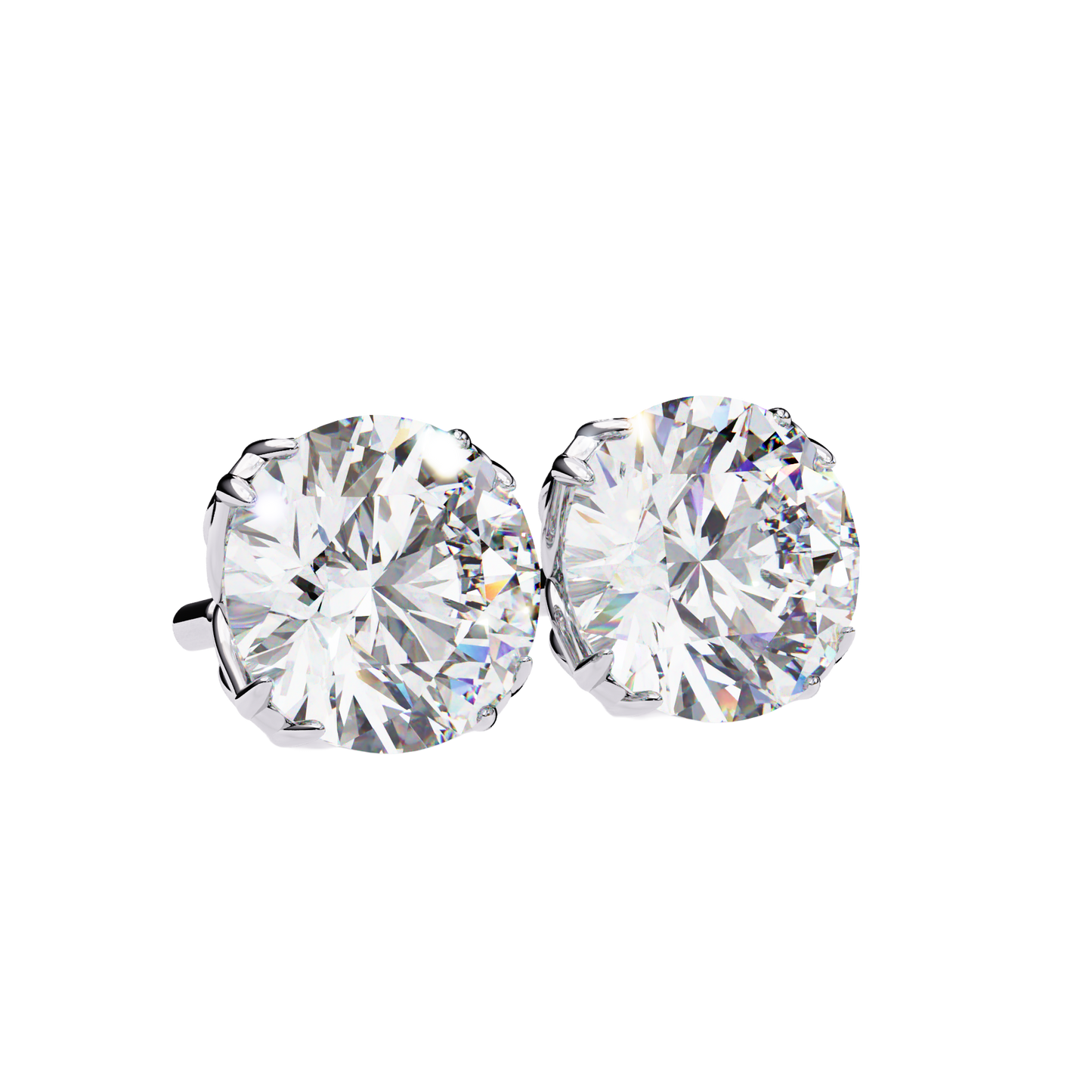 Classic Round Solitaire Diamond Stud Earrings