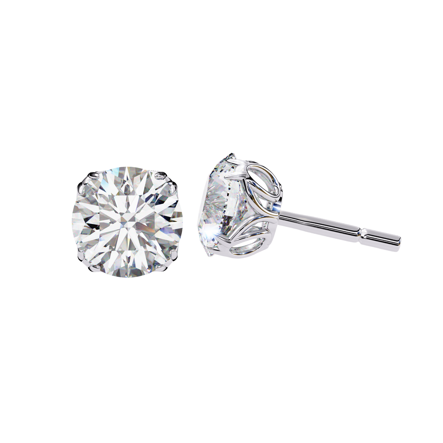 Classic Round Solitaire Diamond Stud Earrings