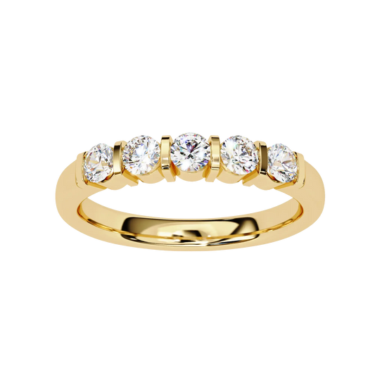 5-Stone Round Diamond Gold Band Carat Link Jewels