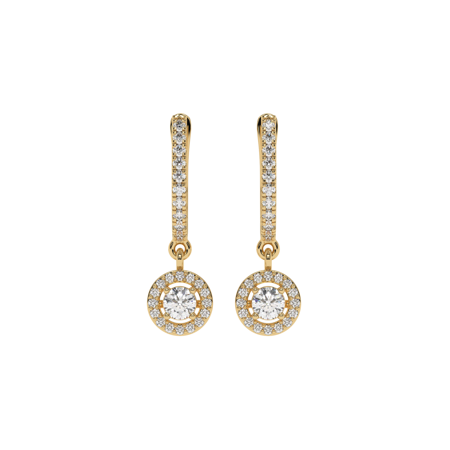 Halo Diamond Drop Earrings