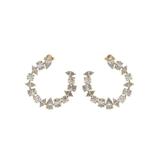 Multi-Shape Diamond Crescent Hoop Earrings Caratlink