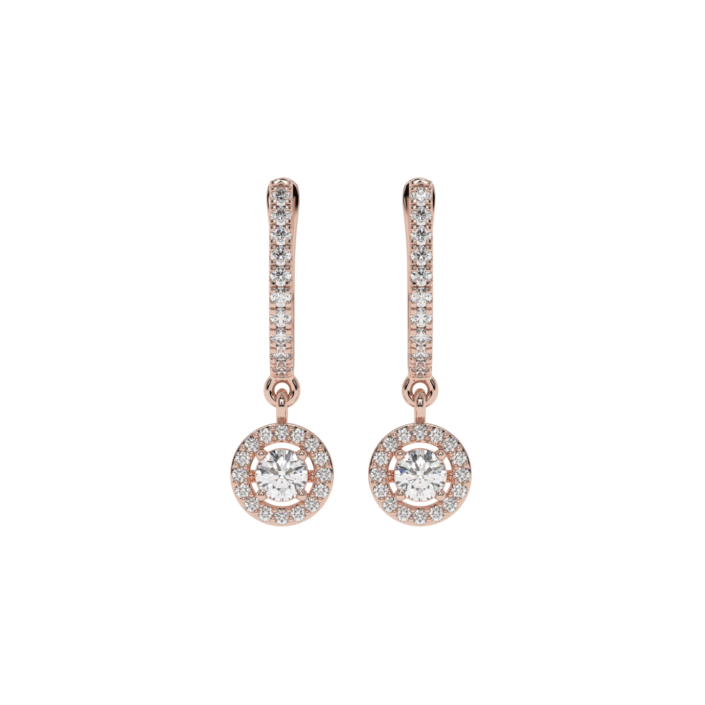 Halo Diamond Drop Earrings