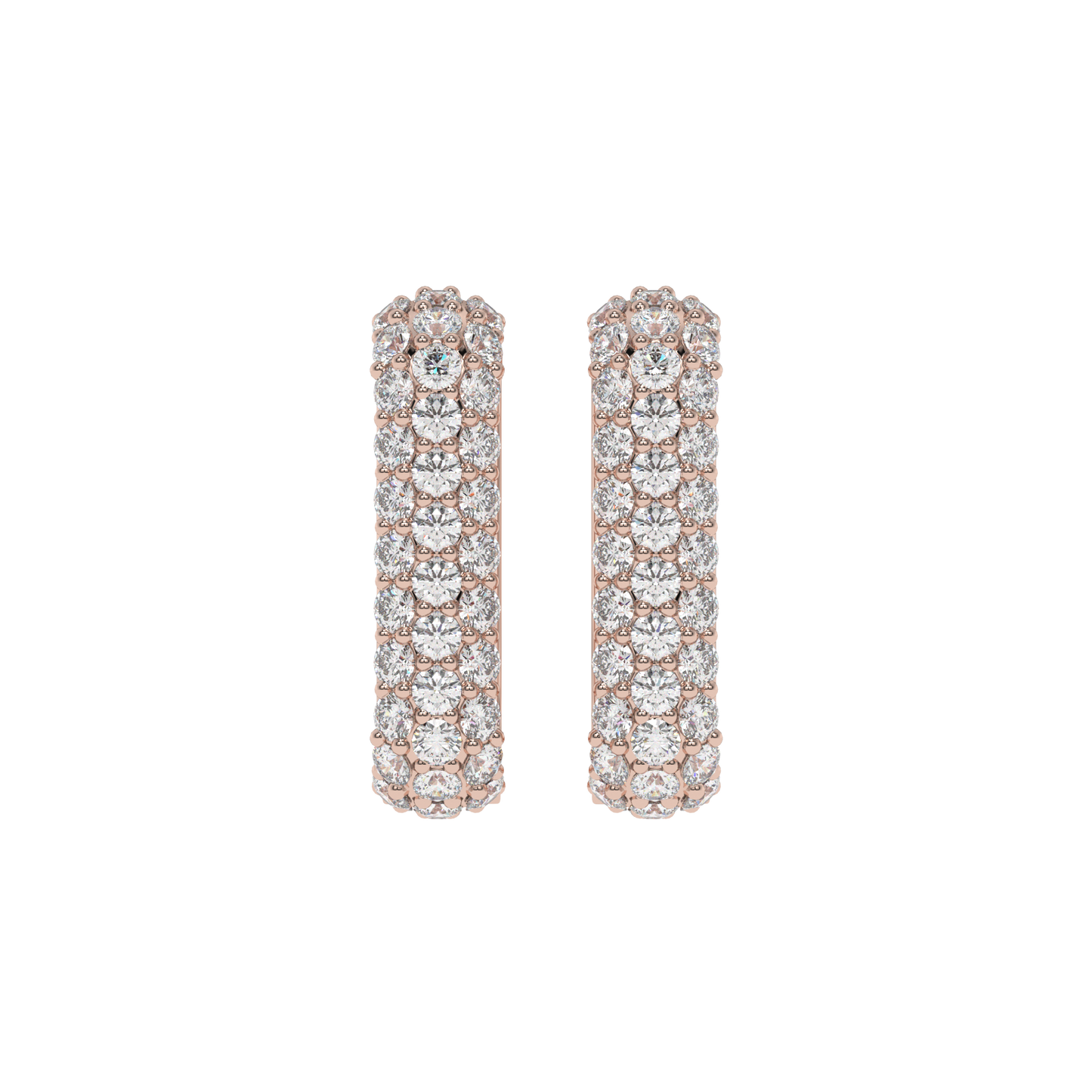 Triple Row Diamond Hoop Earrings