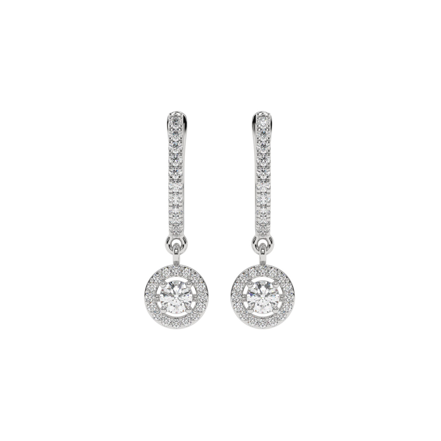 Halo Diamond Drop Earrings