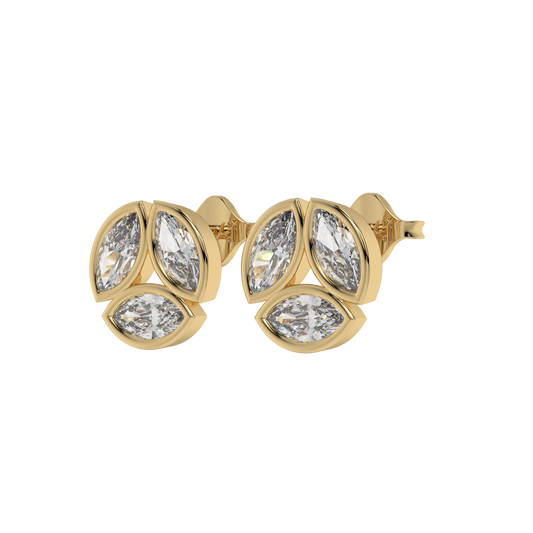 Marquise Trio Diamond Stud Earrings Caratlink