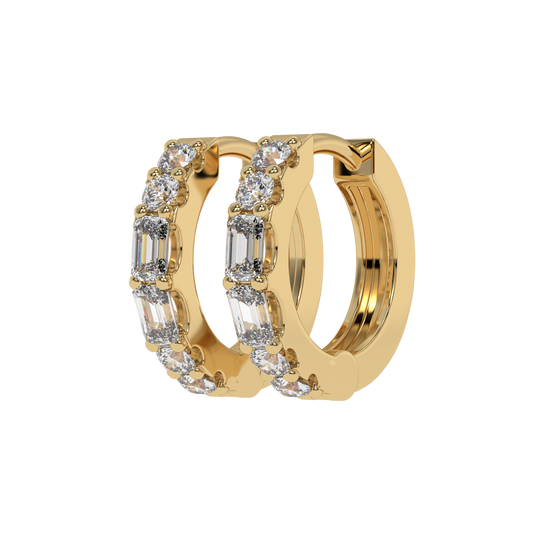 Emerald and Round Diamond Hoop Earrings CaratLink