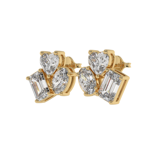 Trio Shape Diamond Stud Earrings Caratlink