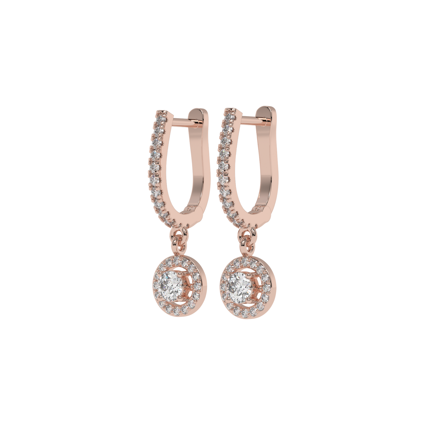 Halo Diamond Drop Earrings