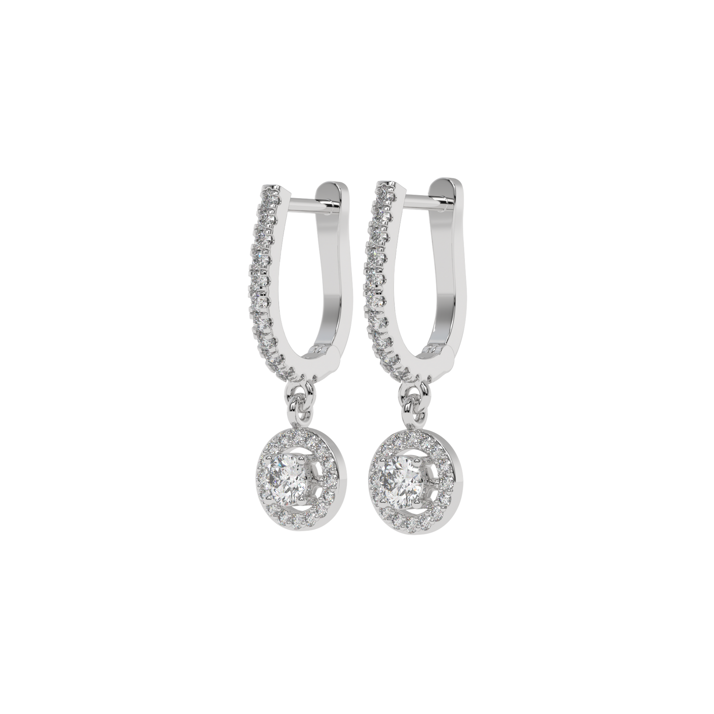 Halo Diamond Drop Earrings