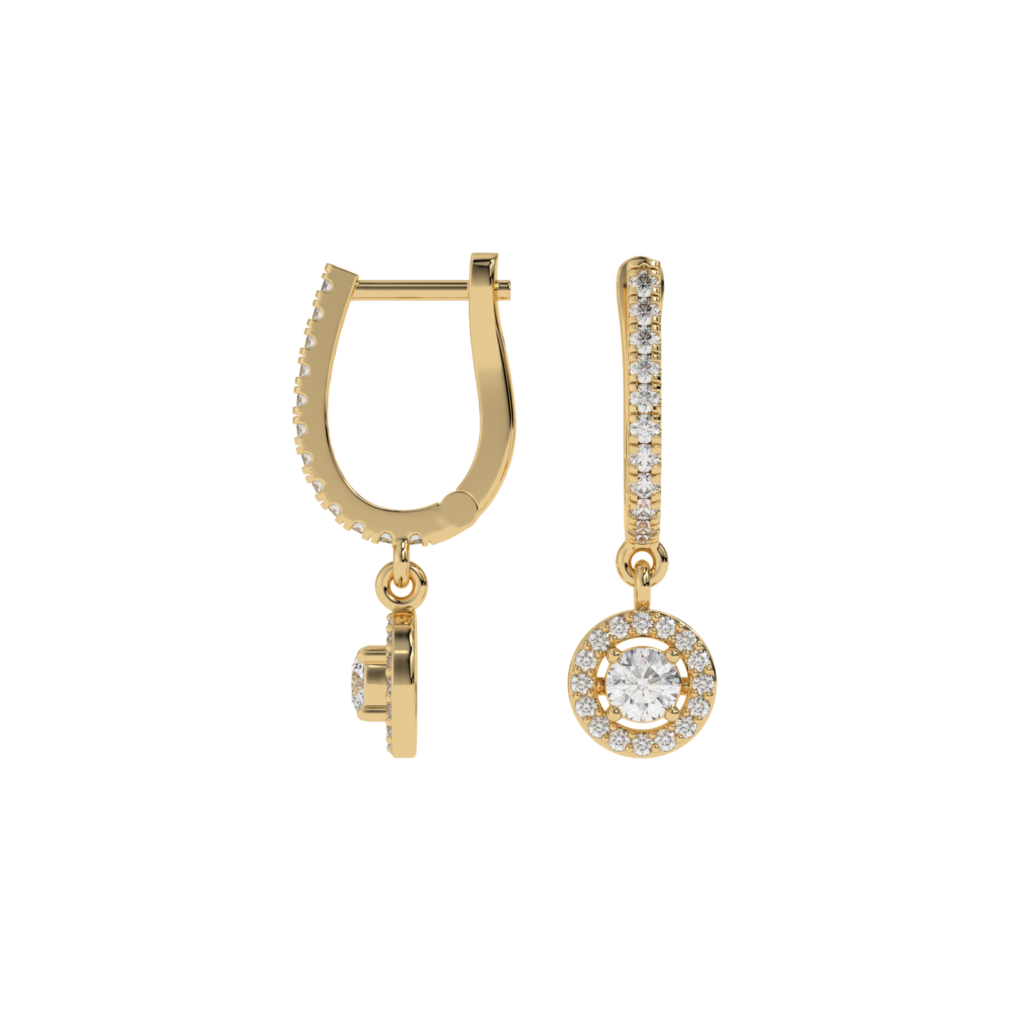 Halo Diamond Drop Earrings