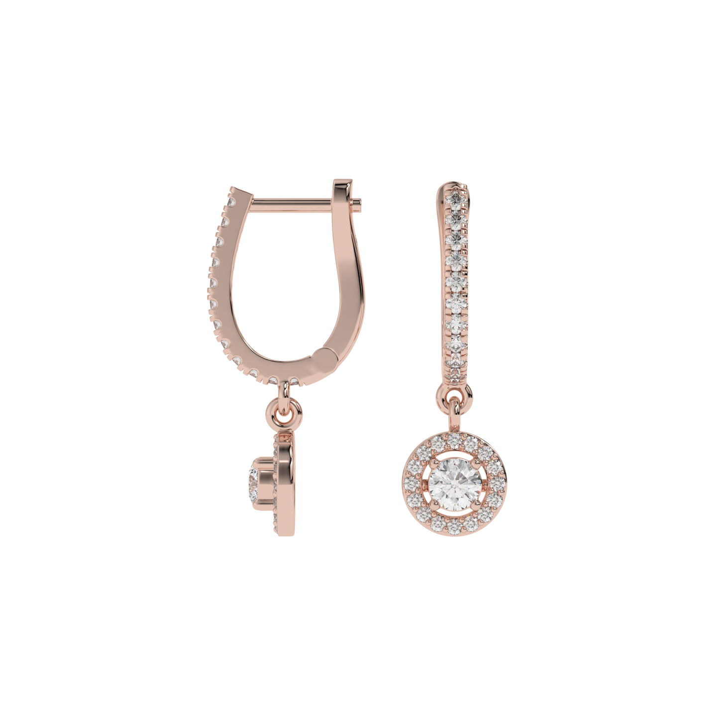 Halo Diamond Drop Earrings