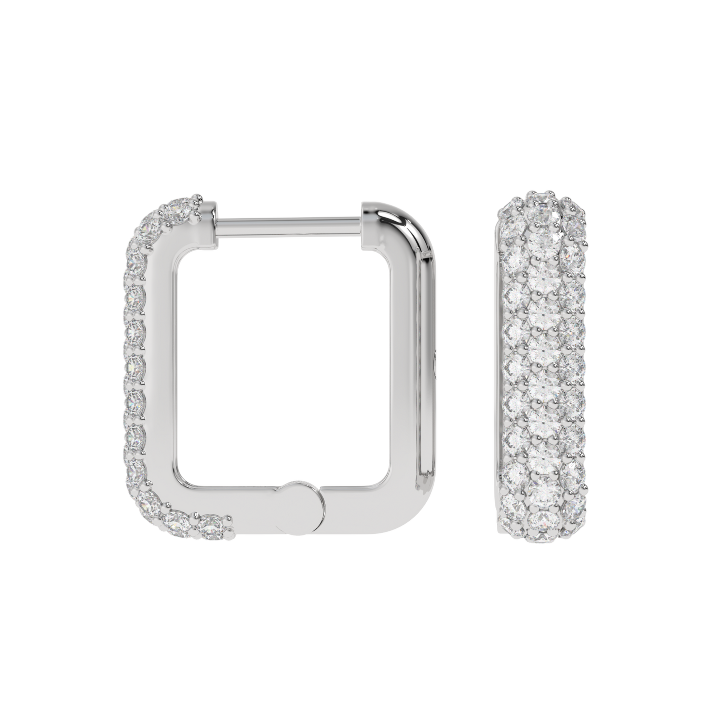 Triple Row Diamond Hoop Earrings