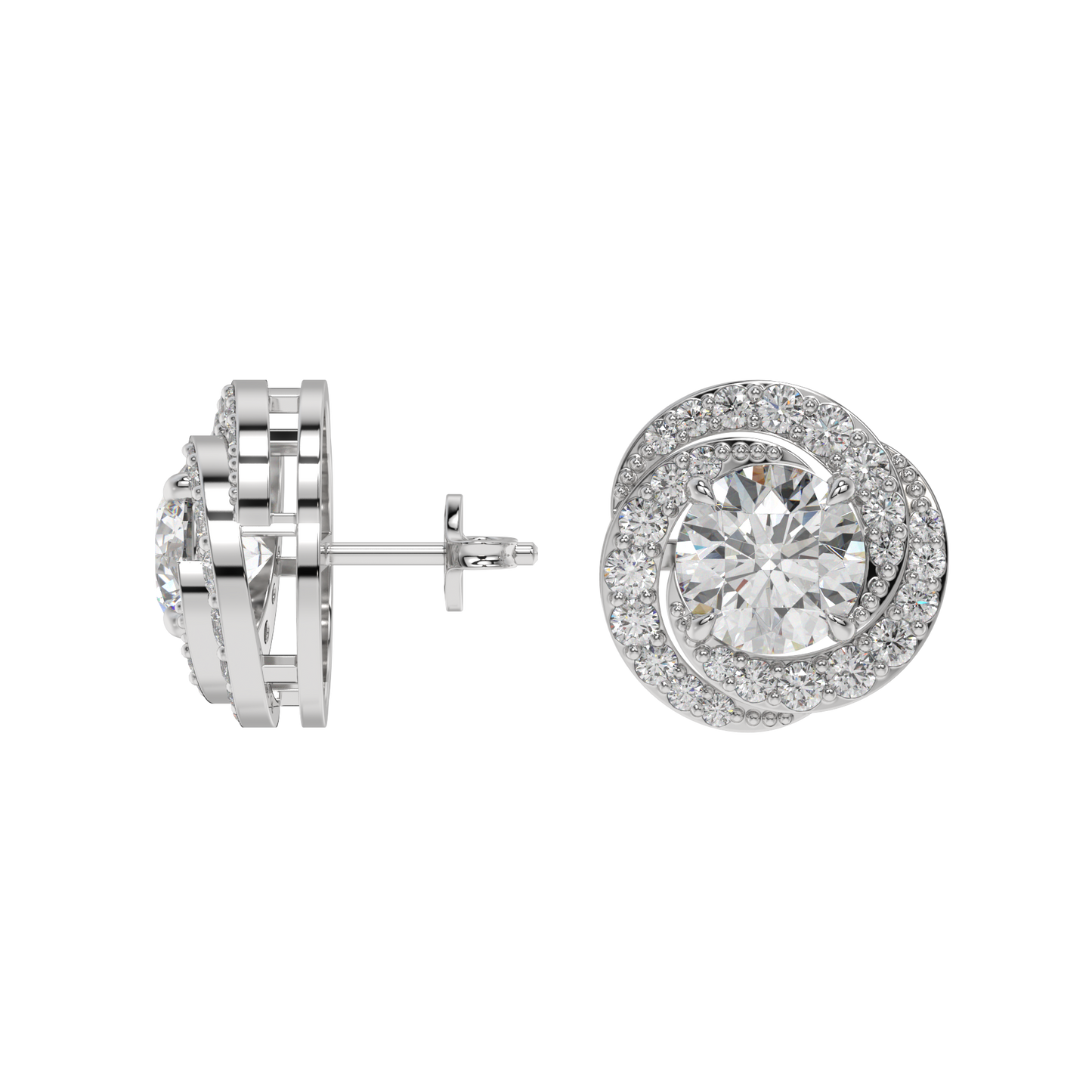 Twirl Halo Diamond Studs CaratLink