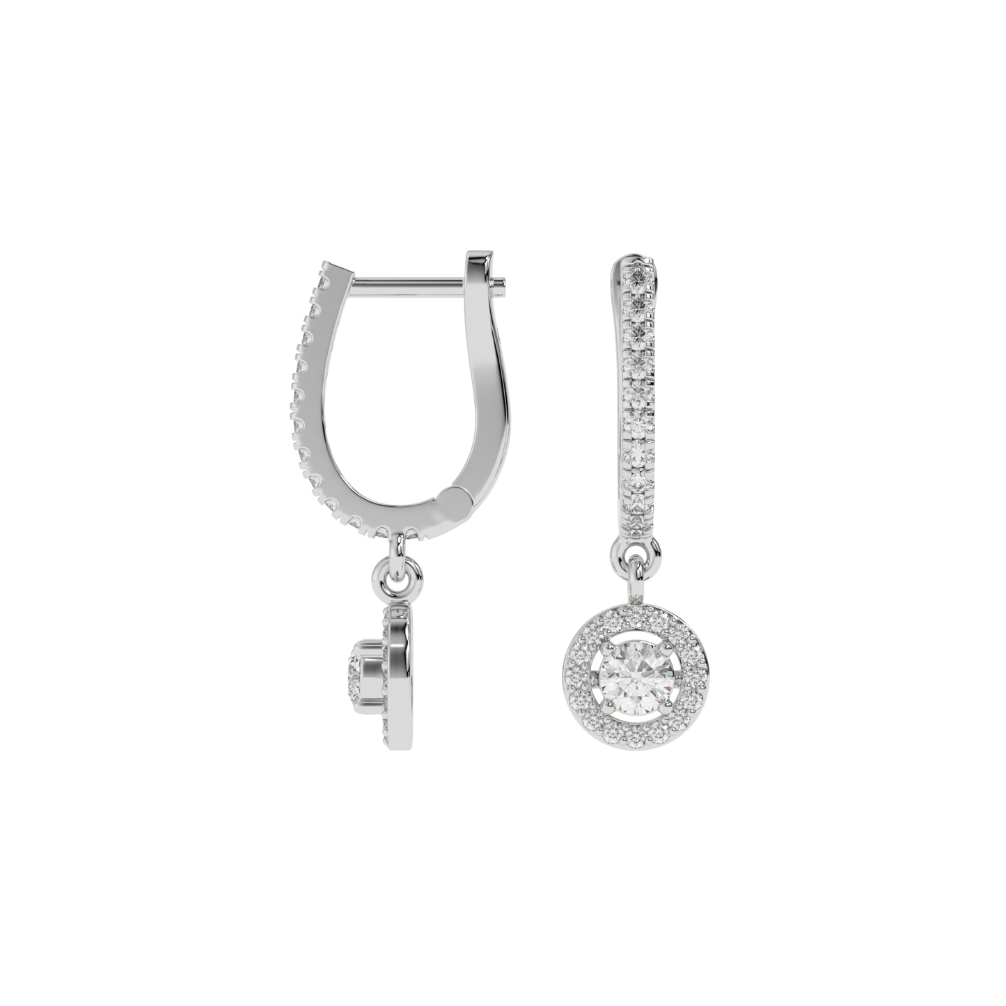 Halo Diamond Drop Earrings
