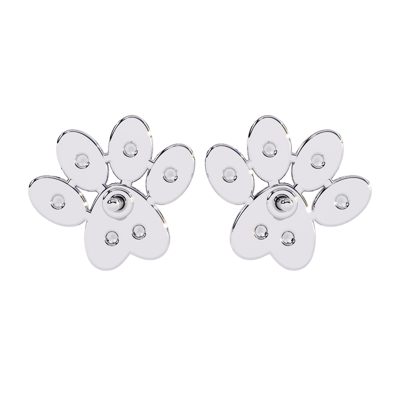Paw Print Diamond Stud Earrings
