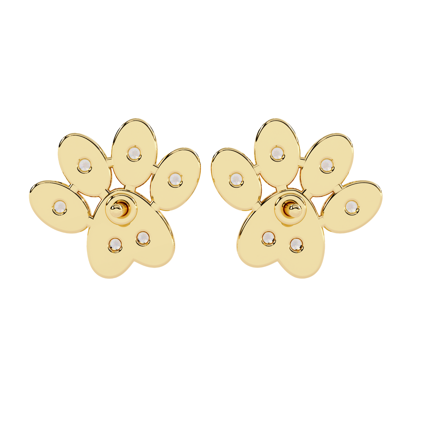 Paw Print Diamond Stud Earrings