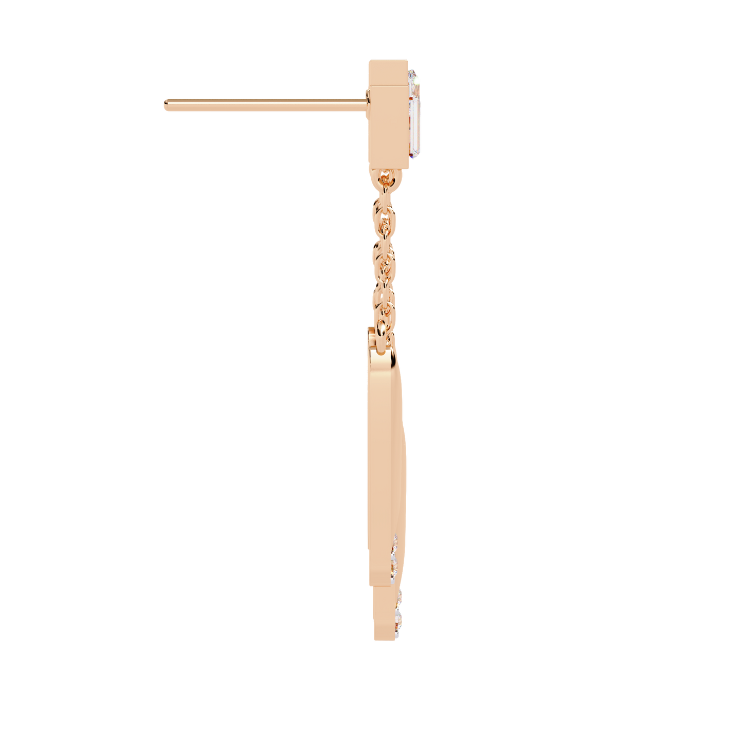 Modern Diamond Drop Chain Earrings