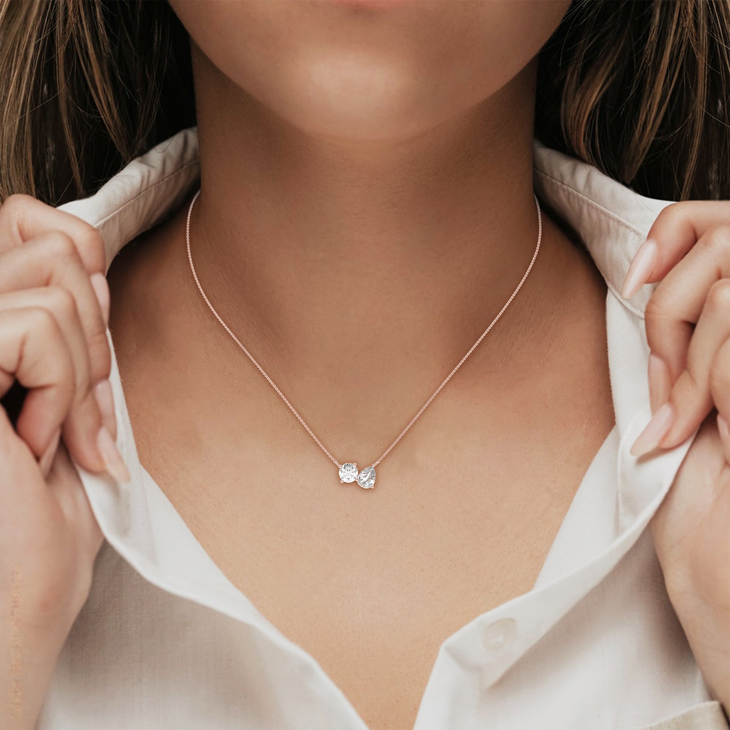 Twin Spark Pendant Necklace