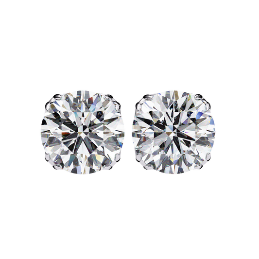 Classic Round Solitaire Diamond Stud Earrings