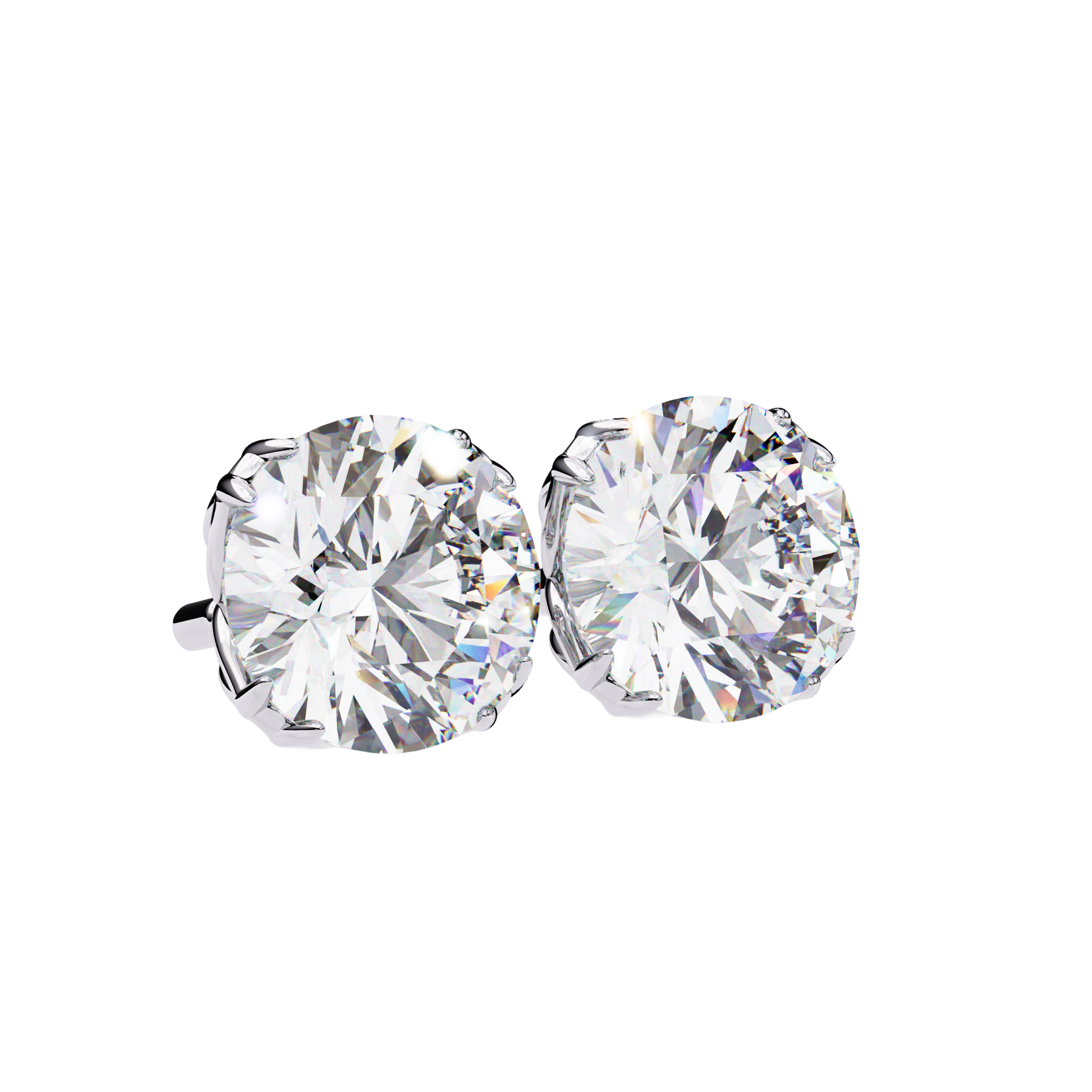 Classic Round Solitaire Diamond Stud Earrings Caratlink
