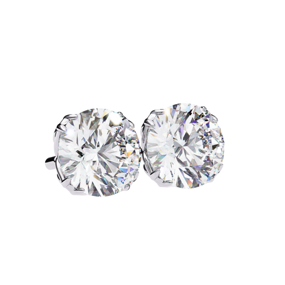 Classic Round Solitaire Diamond Stud Earrings Caratlink