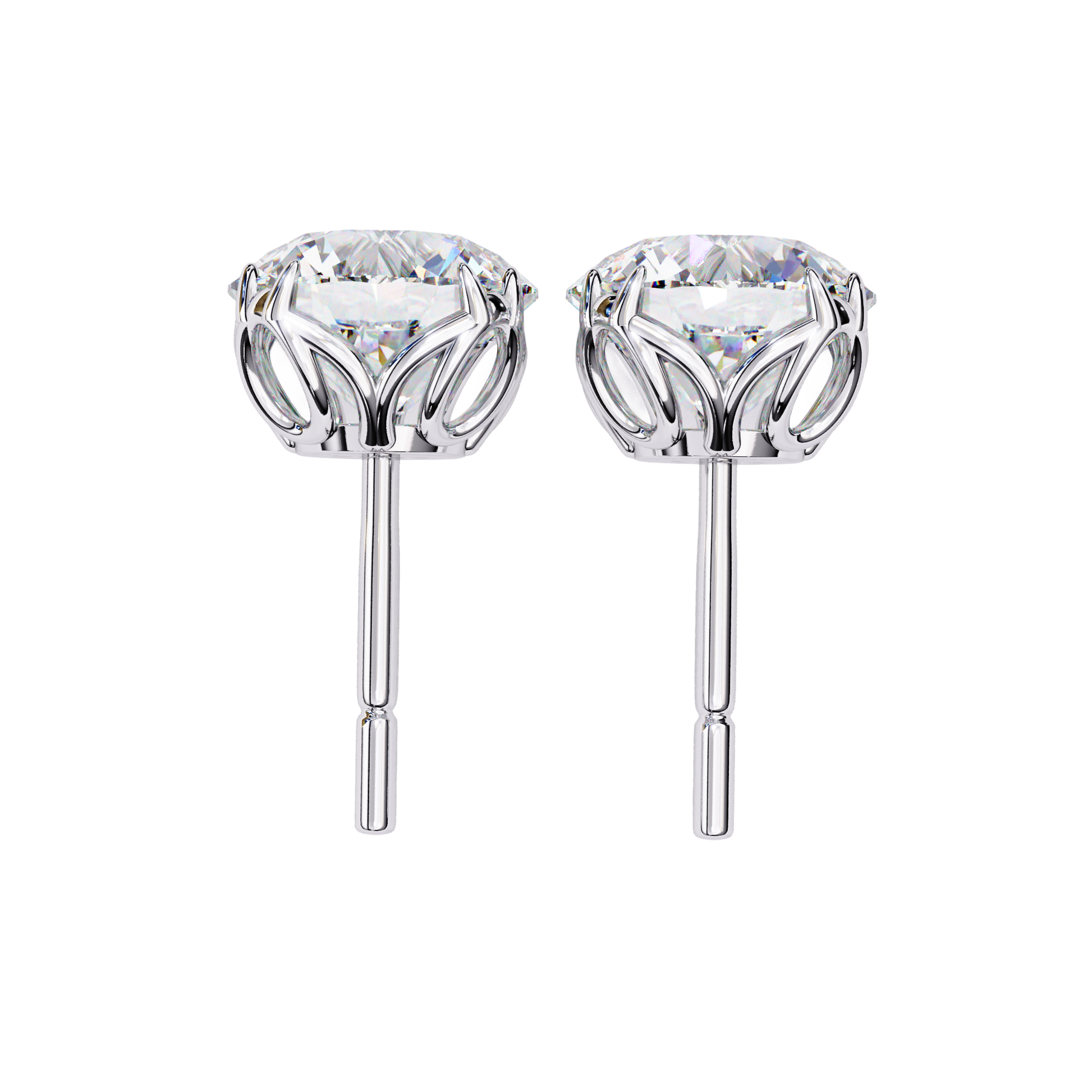 Classic Round Solitaire Diamond Stud Earrings Caratlink