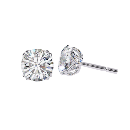 Classic Round Solitaire Diamond Stud Earrings Caratlink