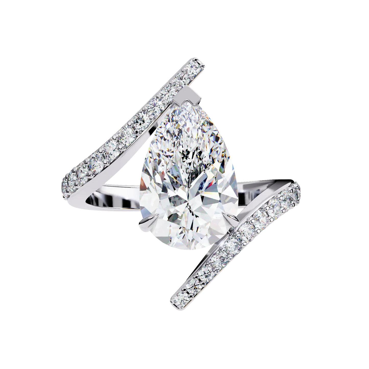 Pear Solitaire Ring