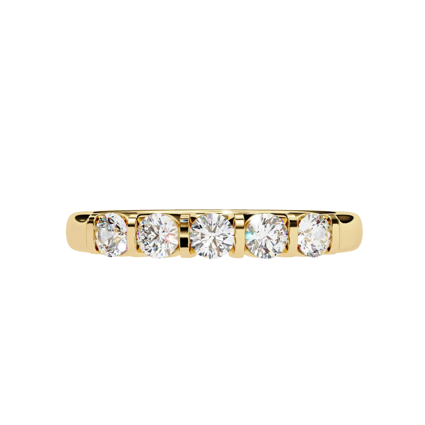 5-Stone Round Diamond Gold Band Carat Link Jewels