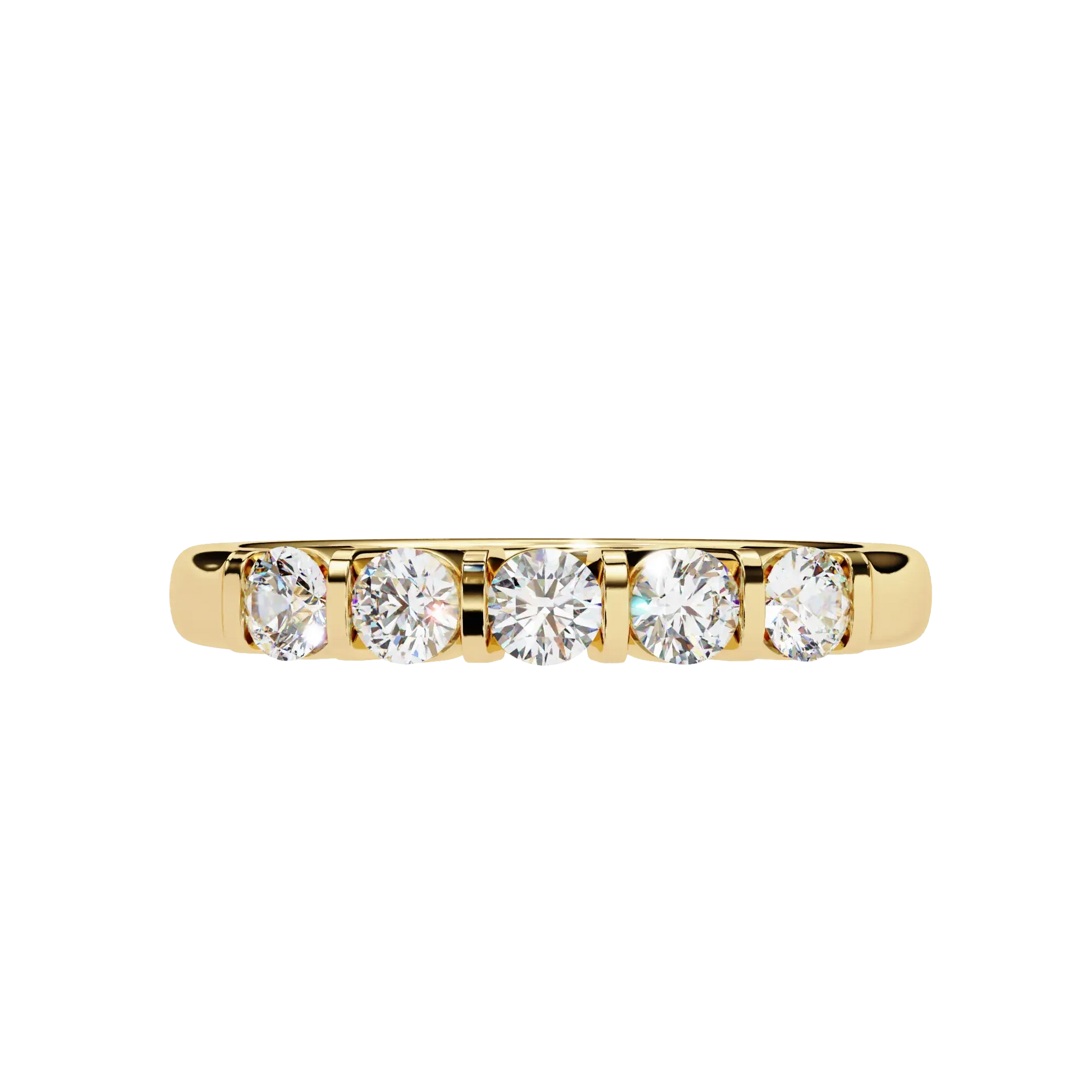 5-Stone Round Diamond Gold Band Carat Link Jewels
