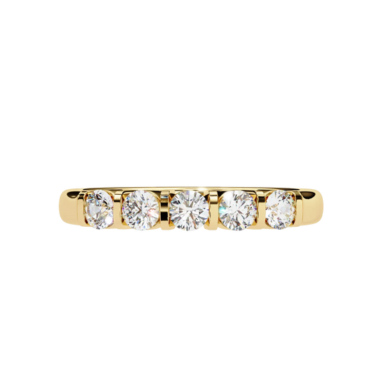 5-Stone Round Diamond Gold Band Carat Link Jewels