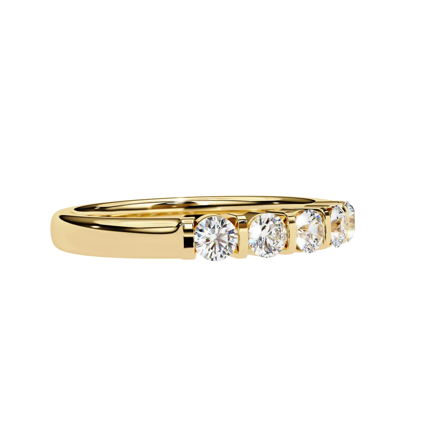 5-Stone Round Diamond Gold Band Carat Link Jewels