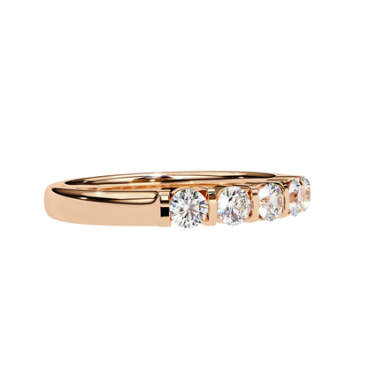 5-Stone Round Diamond Gold Band Carat Link Jewels