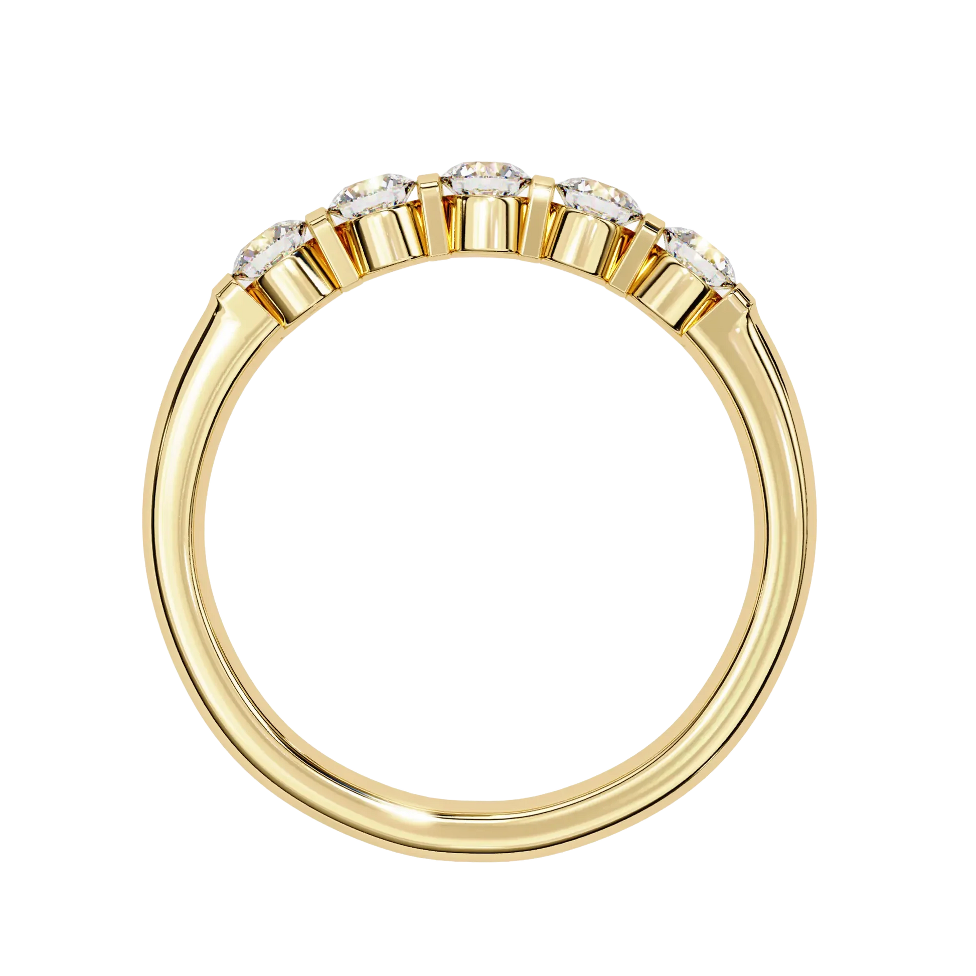 5-Stone Round Diamond Gold Band Carat Link Jewels