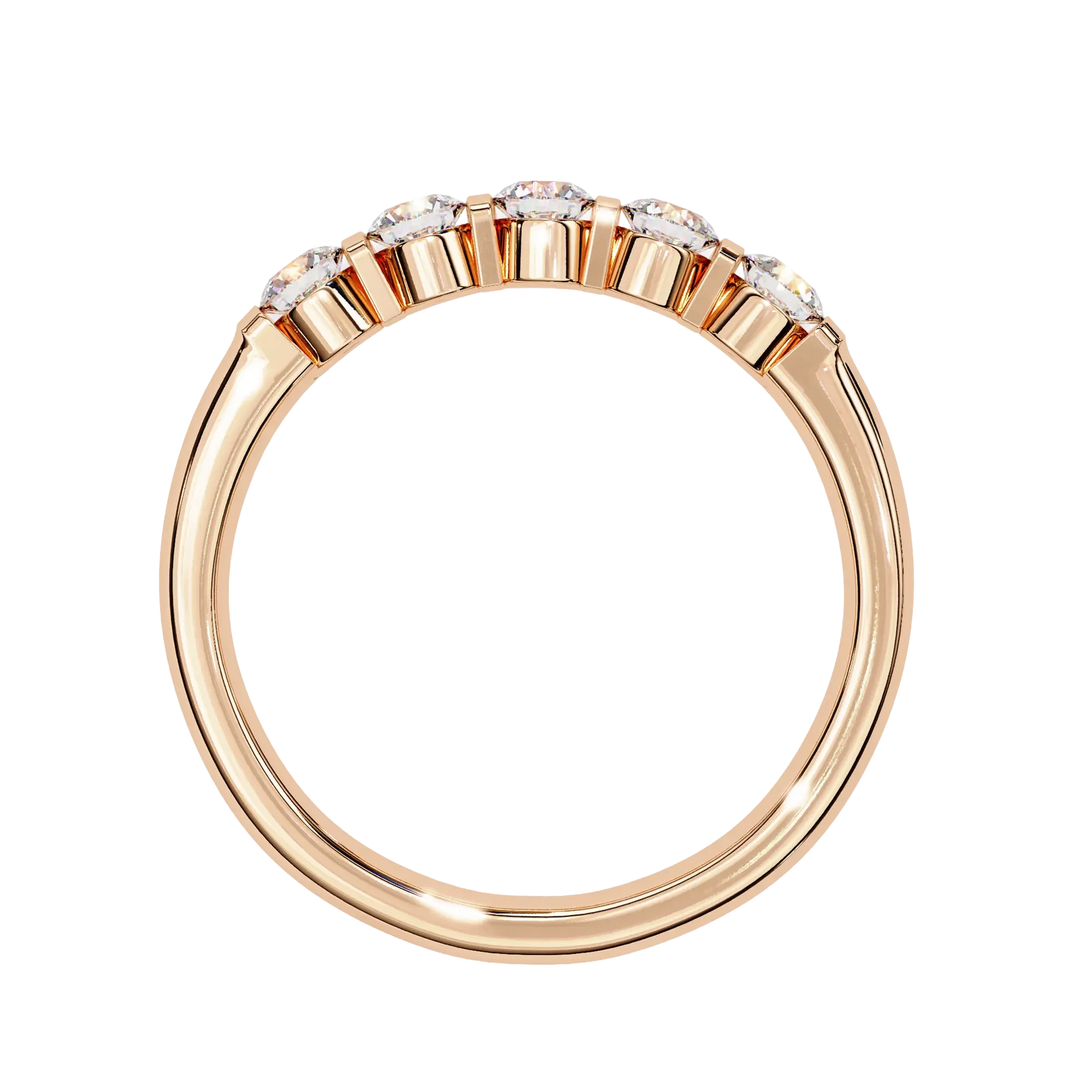 5-Stone Round Diamond Gold Band Carat Link Jewels