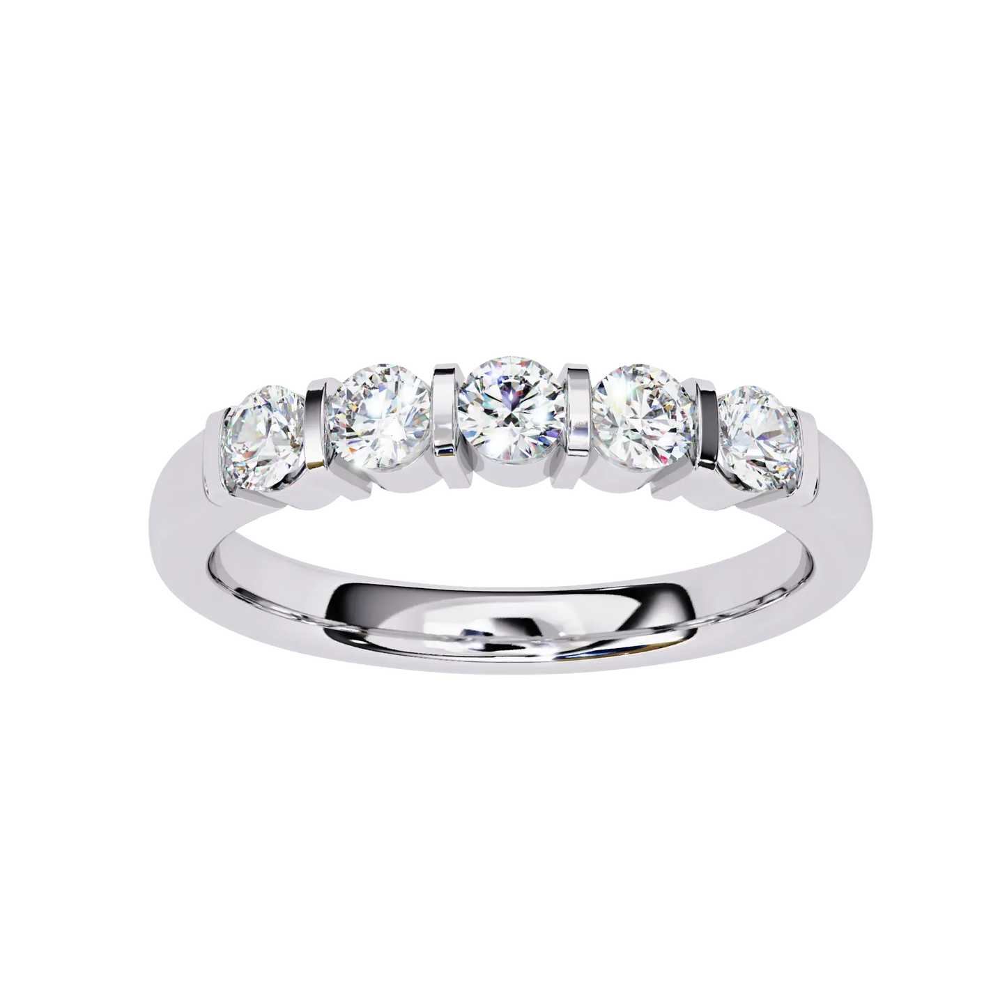 5-Stone Round Diamond Gold Band Carat Link Jewels