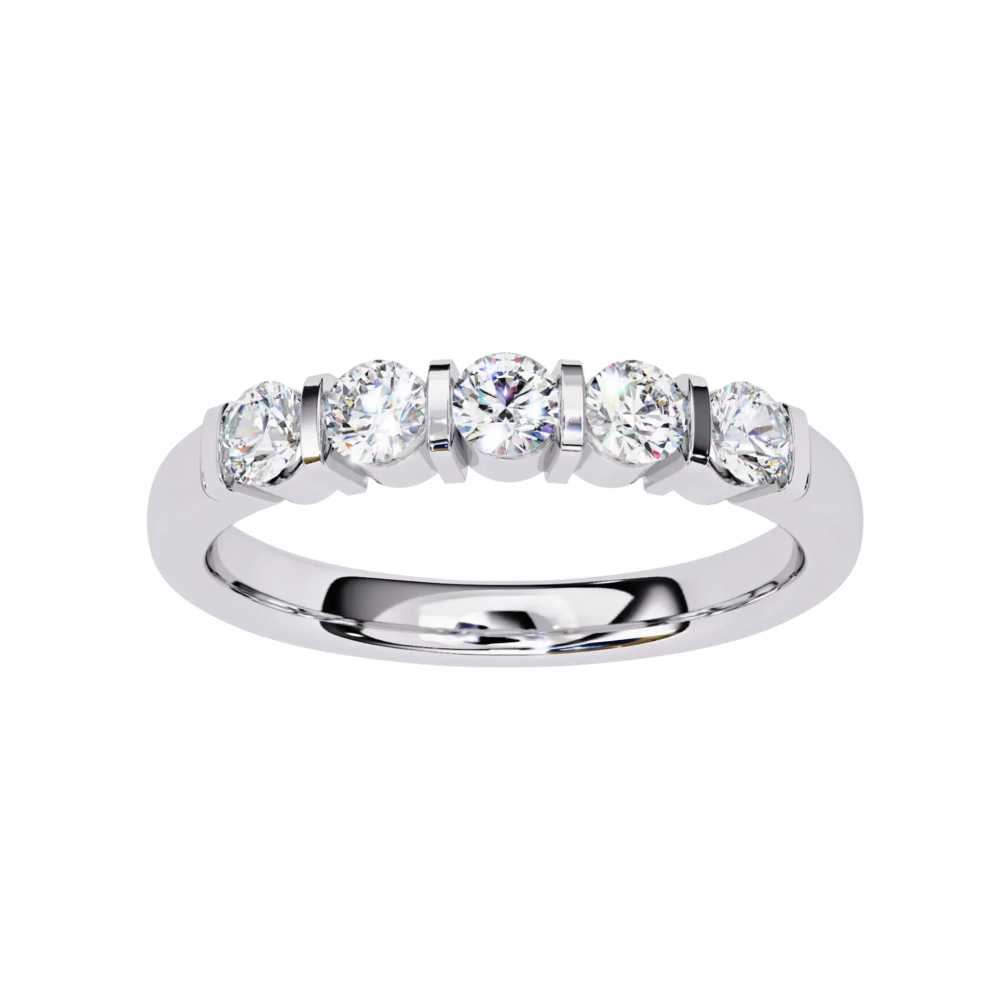 5-Stone Round Diamond Gold Band Carat Link Jewels