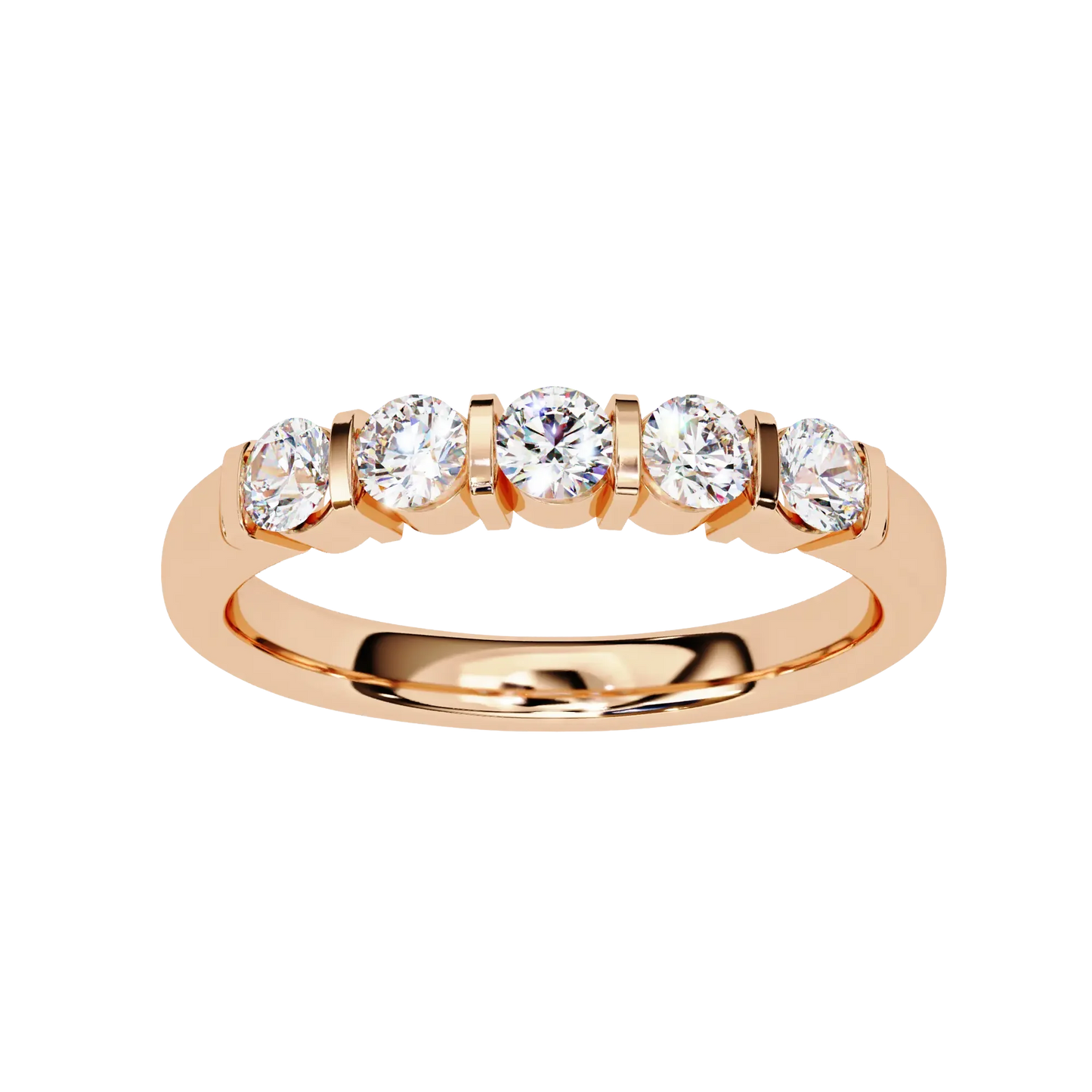 5-Stone Round Diamond Gold Band Carat Link Jewels