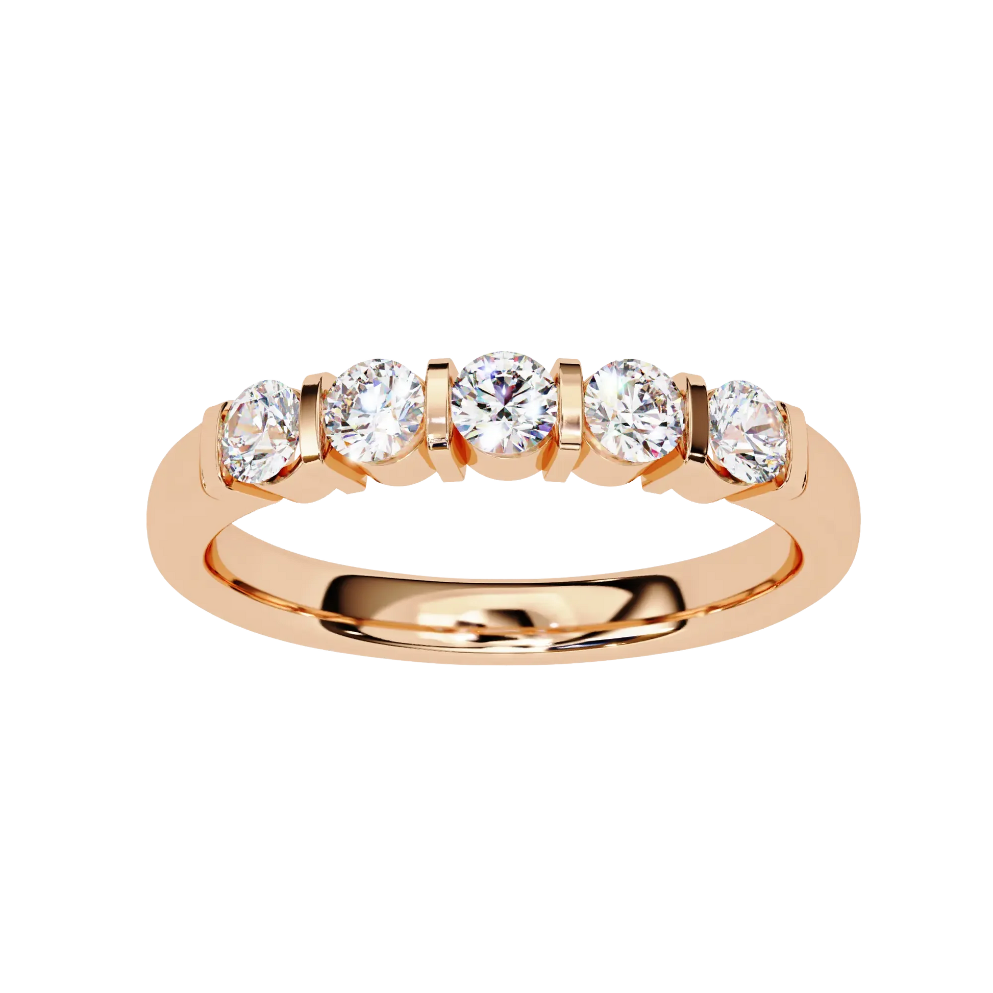5-Stone Round Diamond Gold Band Carat Link Jewels