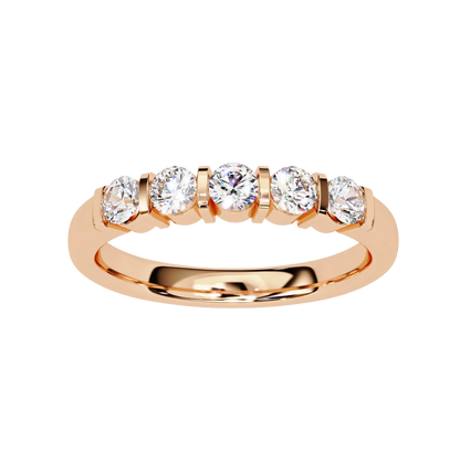5-Stone Round Diamond Gold Band Carat Link Jewels