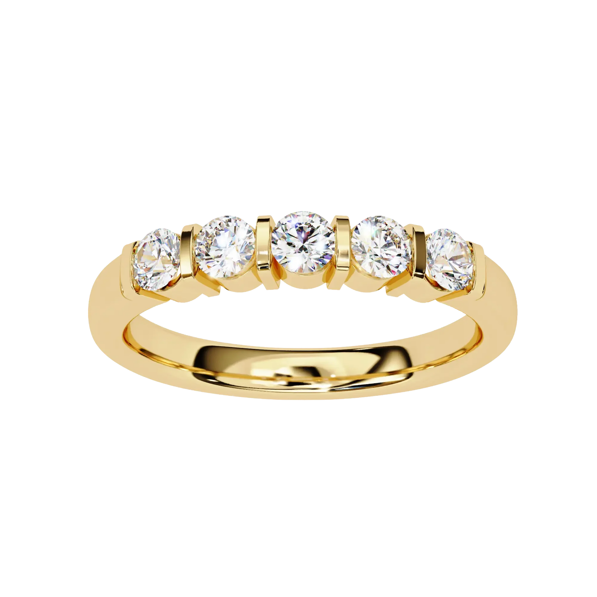5-Stone Round Diamond Gold Band Carat Link Jewels