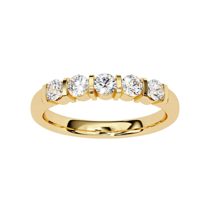5-Stone Round Diamond Gold Band Carat Link Jewels