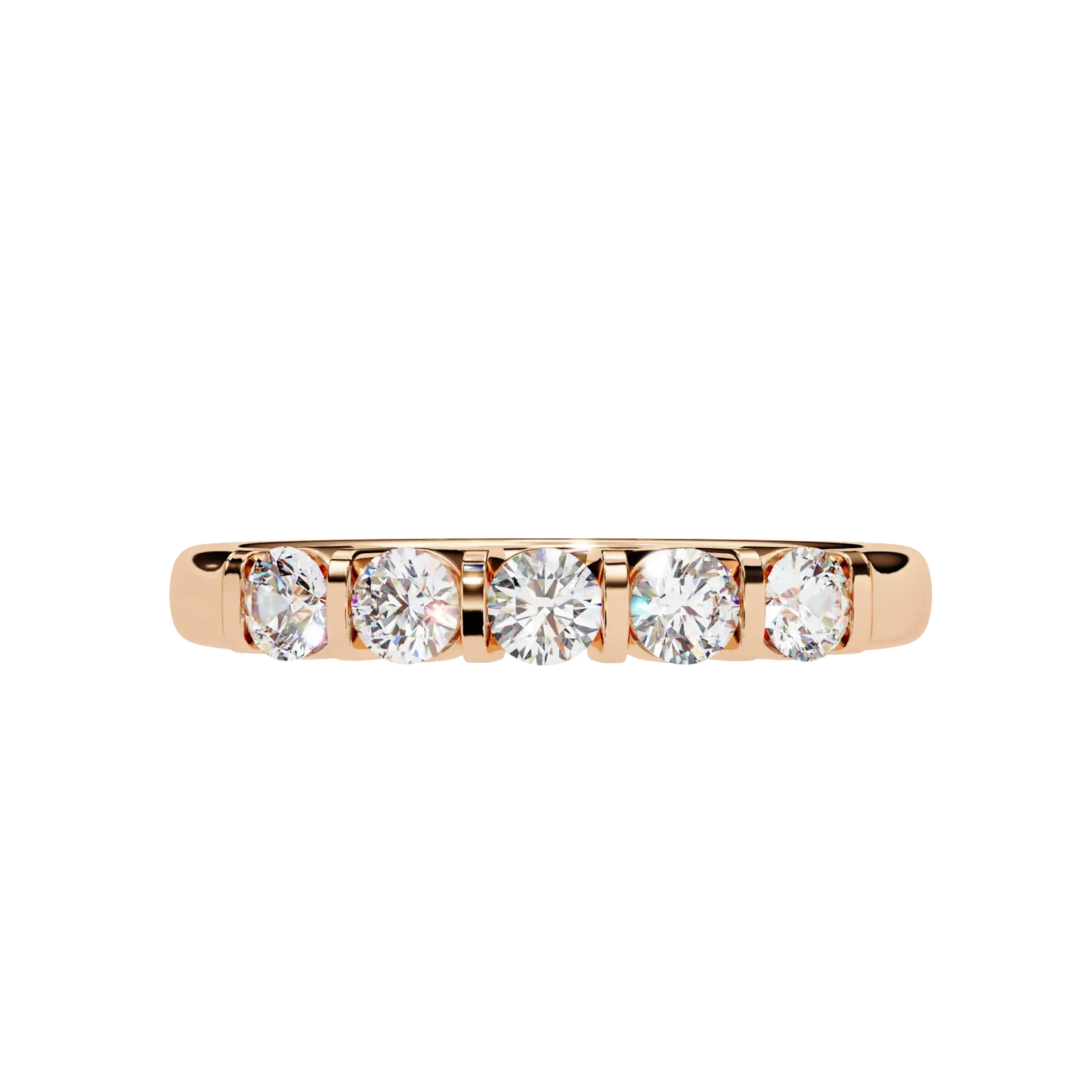 5-Stone Round Diamond Gold Band Carat Link Jewels