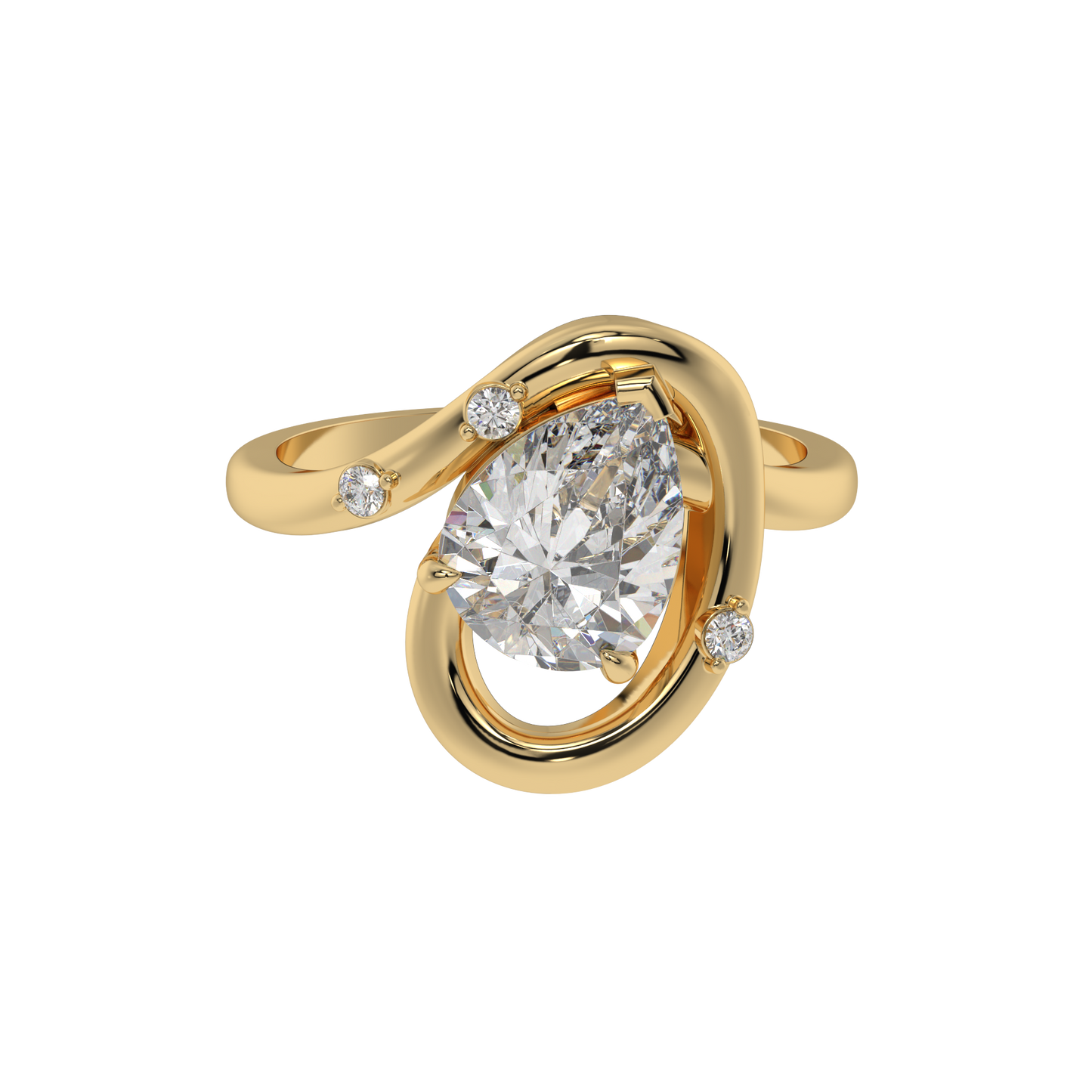 Eternal Swirl Pear Solitaire Ring - Caratlink