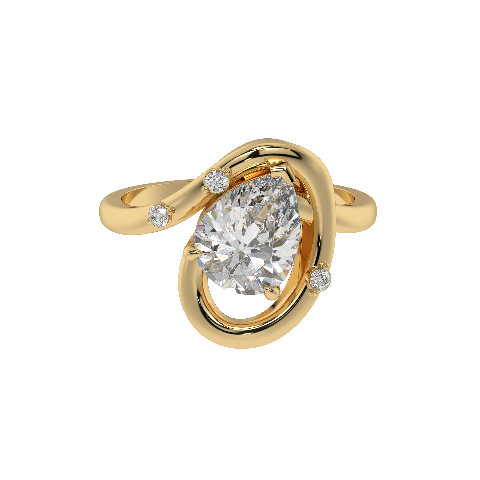 Eternal Swirl Pear Solitaire Ring - Caratlink