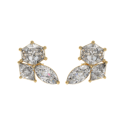 Hexa-Lozenge Diamond Stud Earrings Caratlink