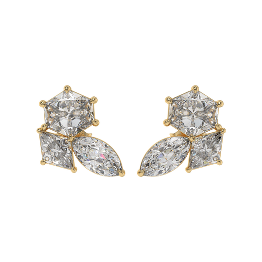 Hexa-Lozenge Diamond Stud Earrings Caratlink