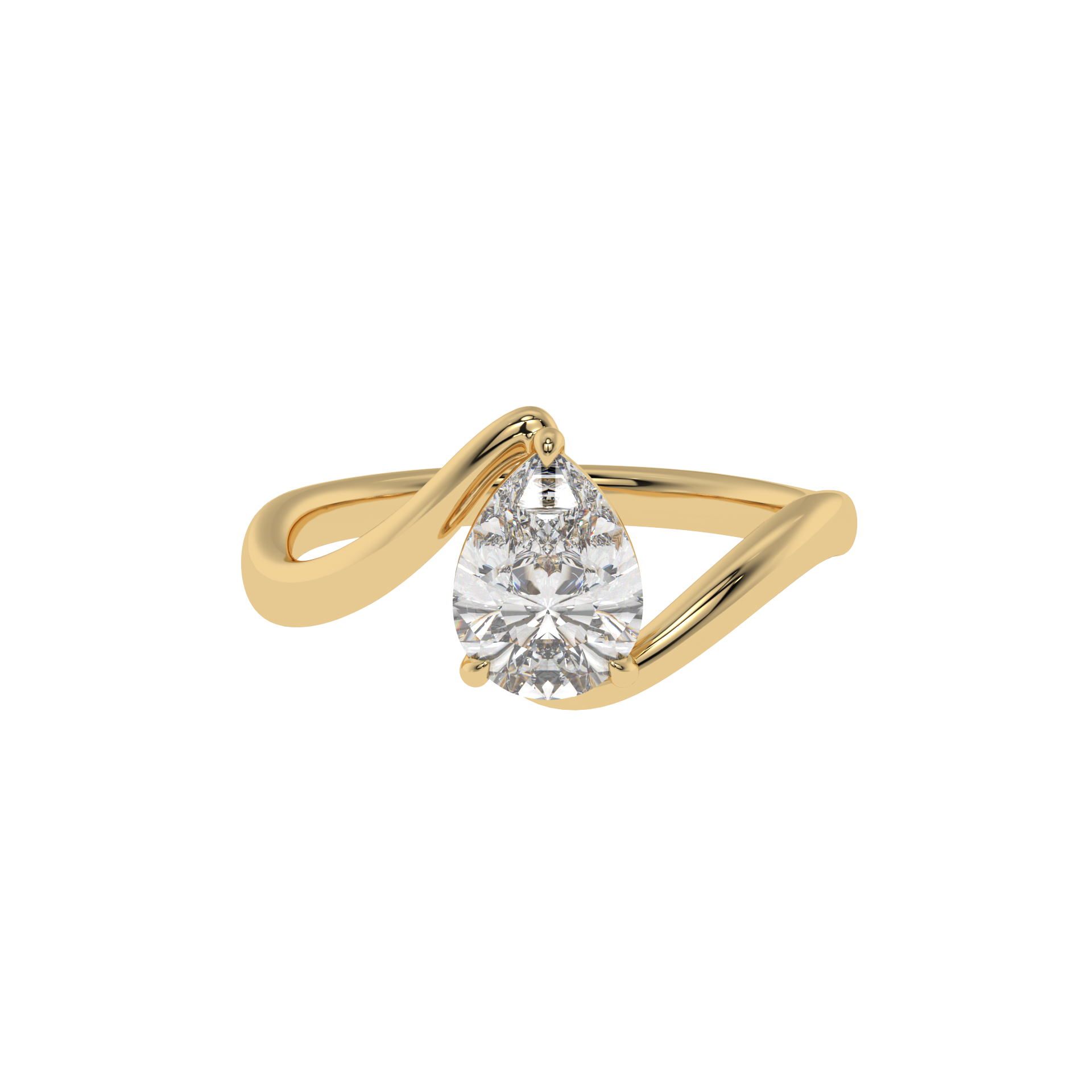 Grace Twist Pear Solitaire Ring - Caratlink