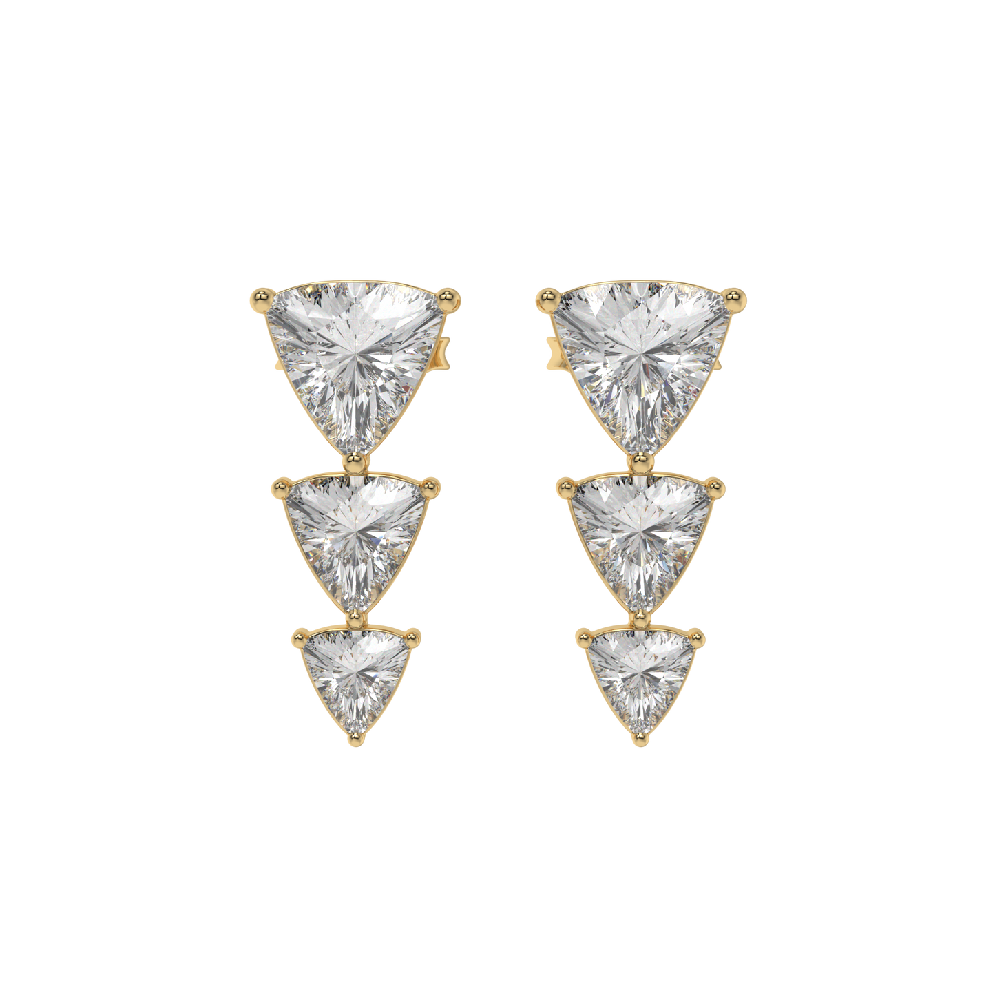 Trillion Cascade Diamond Stud Earrings Caratlink