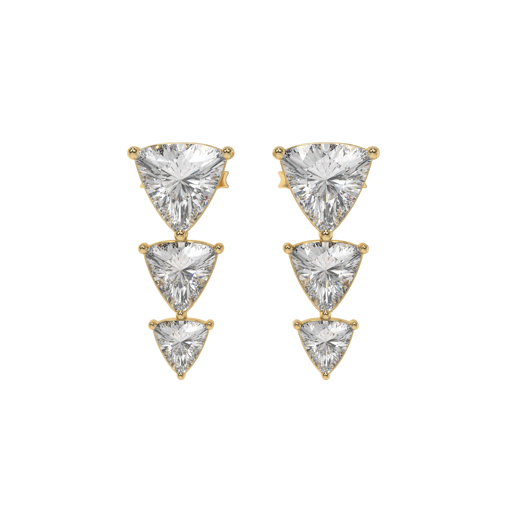 Trillion Cascade Diamond Stud Earrings Caratlink
